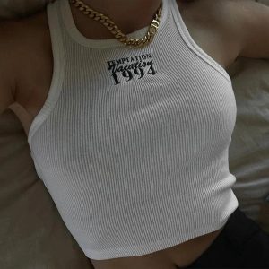 1994 Vintage Ribbed Tank Top - 2000s Fashion, Y2K Aesthetic Outfit