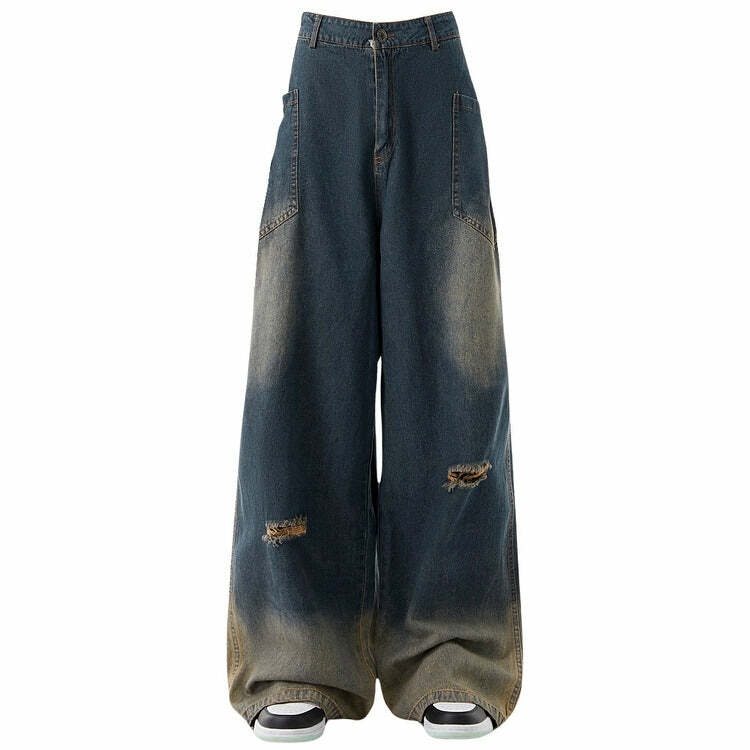 90's Kids Wide Leg Jeans - 2000s Fashion, Y2K Aesthetic, Vintage Style