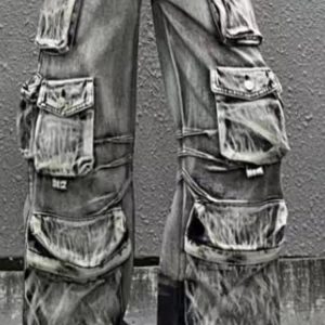 Ash Storm Cargo Jeans - 2000s Fashion, Nostalgia Outfits, Y2K Aesthetic