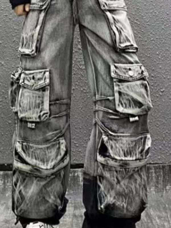 Ash Storm Cargo Jeans - 2000s Fashion, Nostalgia Outfits, Y2K Aesthetic