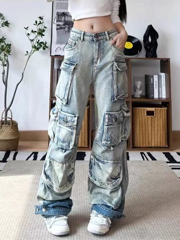 Ash Storm Cargo Jeans - 2000s Fashion, Nostalgia Outfits, Y2K Aesthetic