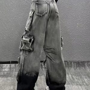 Ash Storm Cargo Jeans - 2000s Fashion, Nostalgia Outfits, Y2K Aesthetic