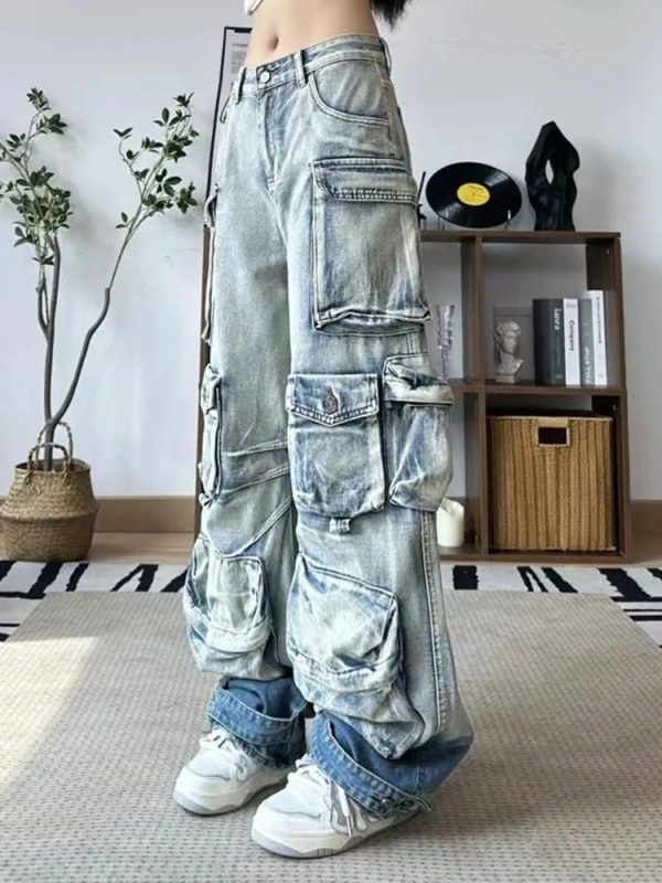 Ash Storm Cargo Jeans - 2000s Fashion, Nostalgia Outfits, Y2K Aesthetic