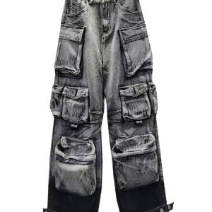 Ash Storm Cargo Jeans - 2000s Fashion, Nostalgia Outfits, Y2K Aesthetic