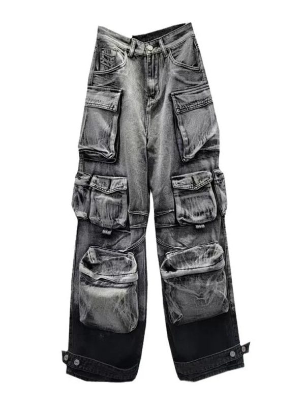 Ash Storm Cargo Jeans - 2000s Fashion, Nostalgia Outfits, Y2K Aesthetic