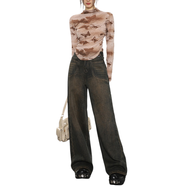 Basic Things Brown Jeans - 2000s Fashion, Nostalgia Outfits, Y2K Style