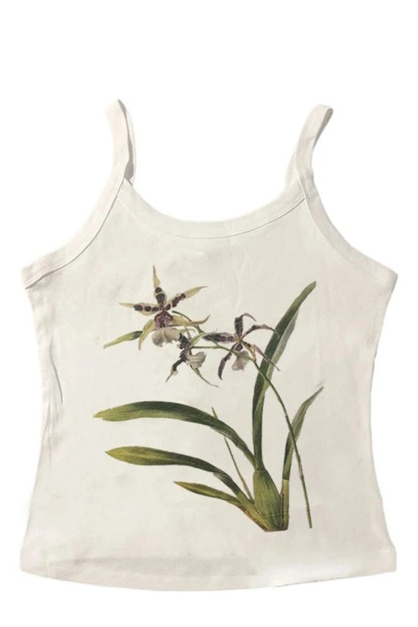 Botanical Bloom Tank Top - 2000s Fashion Inspired Women's Outfit