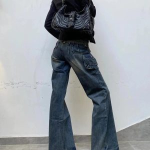 Cargo Chic Wide-Leg Jeans - 2000s Fashion, Nostalgia 2000s Outfits