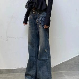 Cargo Chic Wide-Leg Jeans - 2000s Fashion, Nostalgia 2000s Outfits