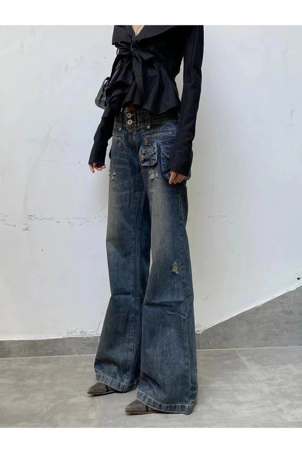 Cargo Chic Wide-Leg Jeans - 2000s Fashion, Nostalgia 2000s Outfits