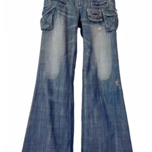 Cargo Chic Wide-Leg Jeans - 2000s Fashion, Nostalgia 2000s Outfits