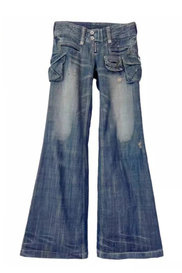 Cargo Chic Wide-Leg Jeans - 2000s Fashion, Nostalgia 2000s Outfits