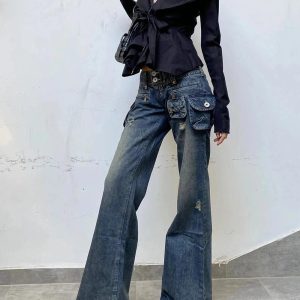 Cargo Chic Wide-Leg Jeans - 2000s Fashion, Nostalgia 2000s Outfits