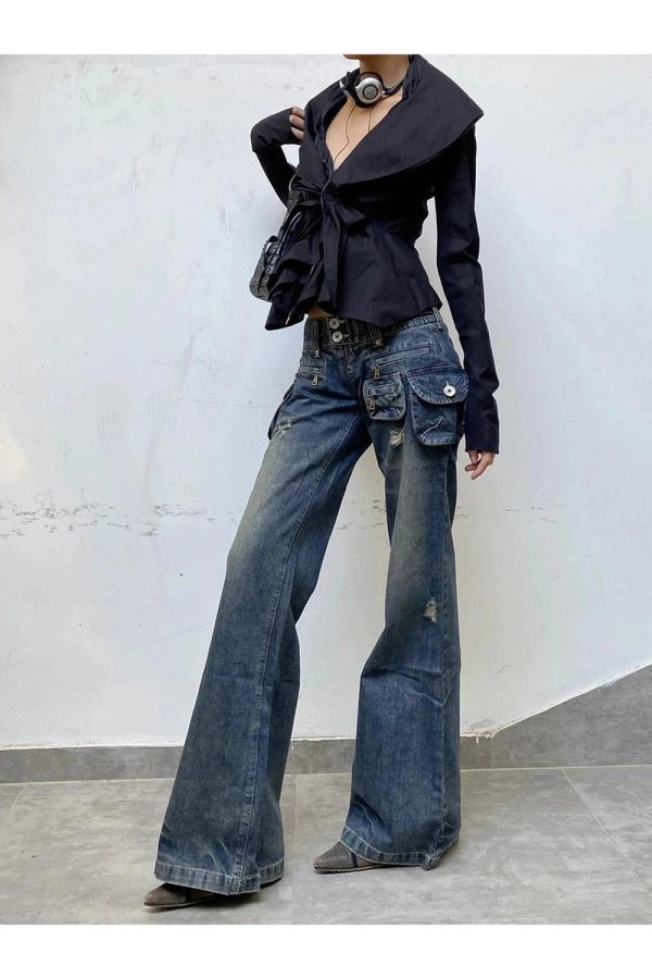 Cargo Chic Wide-Leg Jeans - 2000s Fashion, Nostalgia 2000s Outfits