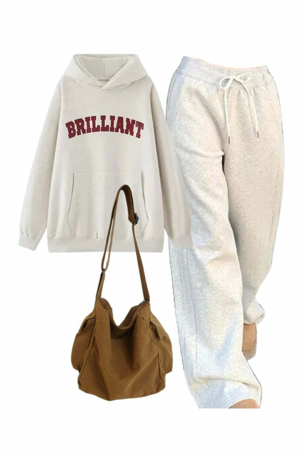 Casual Outfit: Brilliant Statement Hoodie & Vintage Gray Jogging Pants Set