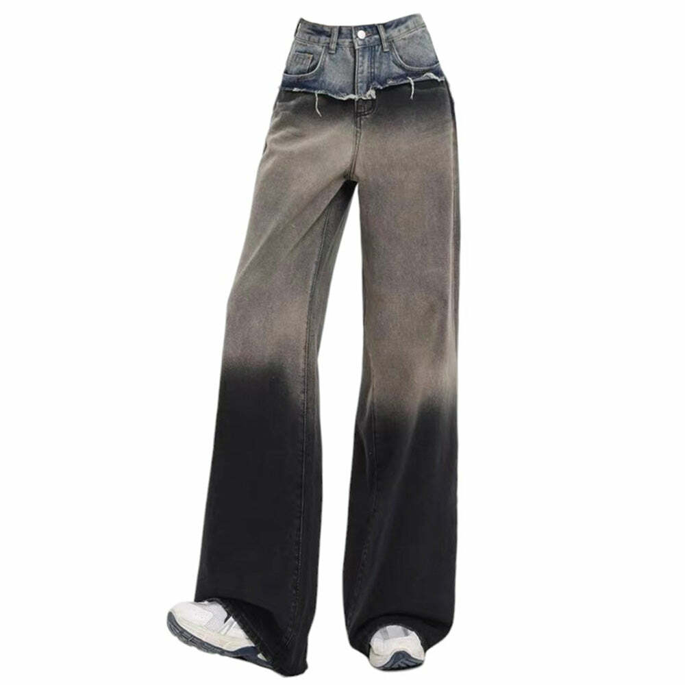 Control Freak Layered Baggy Jeans - 2000s Fashion, Y2K Aesthetic Outfit