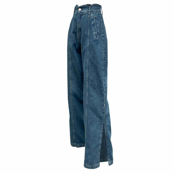 Dakota Slit Jeans - 2000s Fashion Inspired, Y2K Aesthetic Outfit