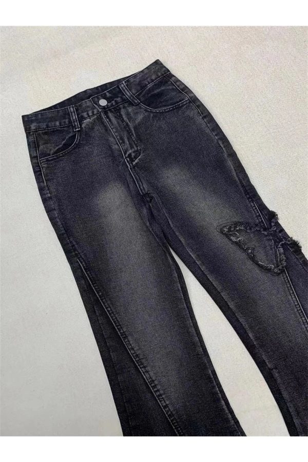 Dark Butterfly Flare Jeans - 2000s Fashion, Nostalgia 2000s Outfits