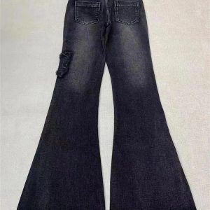 Dark Butterfly Flare Jeans - 2000s Fashion, Nostalgia 2000s Outfits