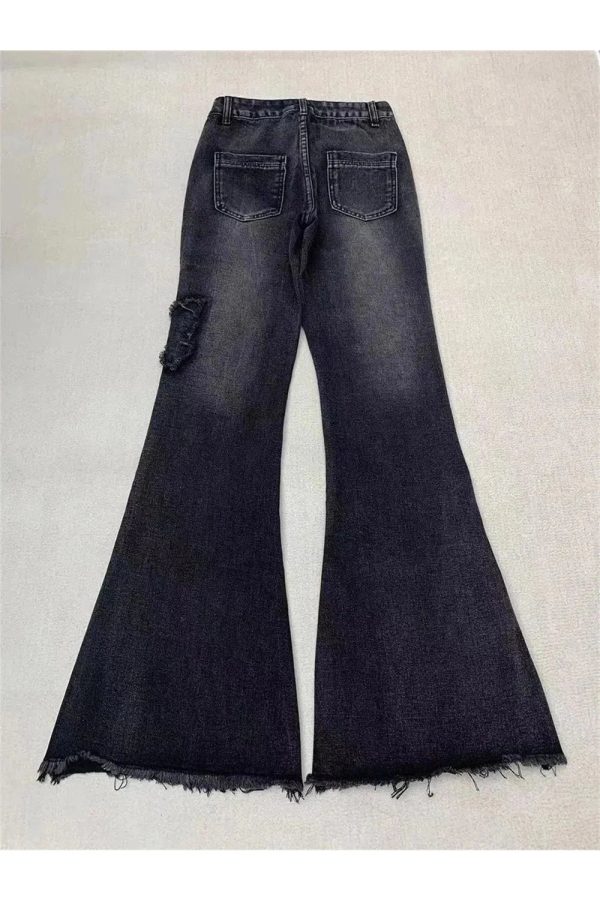 Dark Butterfly Flare Jeans - 2000s Fashion, Nostalgia 2000s Outfits