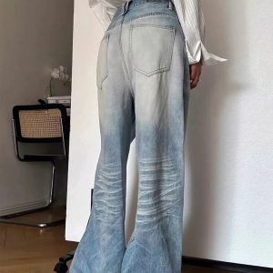 Distressed Light-Wash Wide-Leg Jeans for 2000s Fashion & Nostalgia Outfits