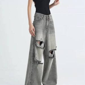 Distressed Oversized Baggy Jeans for 2000s Fashion & Nostalgia Outfits