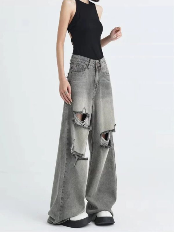 Distressed Oversized Baggy Jeans for 2000s Fashion & Nostalgia Outfits