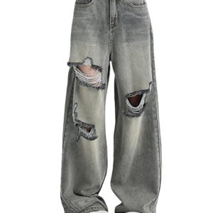 Distressed Oversized Baggy Jeans for 2000s Fashion & Nostalgia Outfits