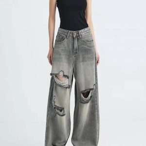 Distressed Oversized Baggy Jeans for 2000s Fashion & Nostalgia Outfits