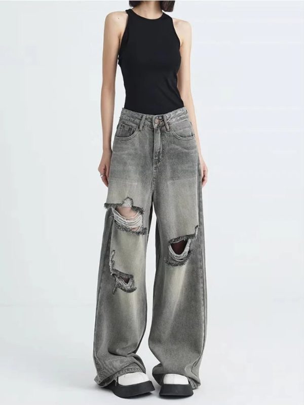 Distressed Oversized Baggy Jeans for 2000s Fashion & Nostalgia Outfits