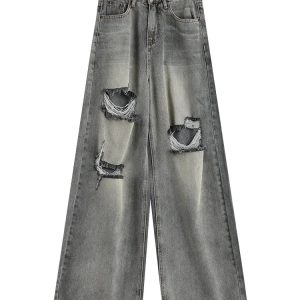 Distressed Oversized Baggy Jeans for 2000s Fashion & Nostalgia Outfits