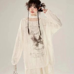 Ethereal Butterfly Poetic Top - 2000s Fashion Inspired Women's Wear