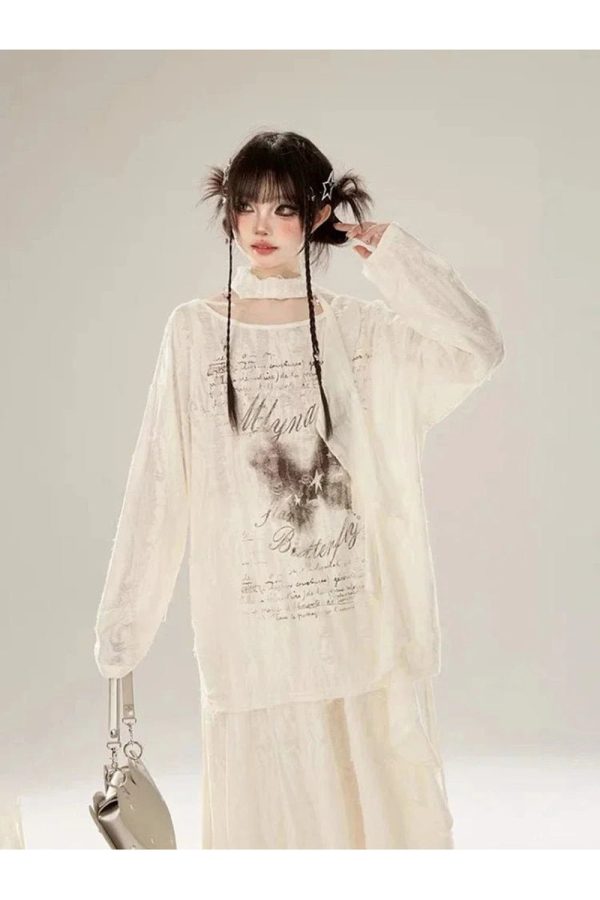 Ethereal Butterfly Poetic Top - 2000s Fashion Inspired Women's Wear