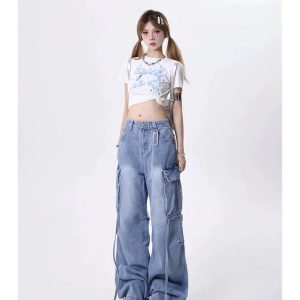 Extreme Wide-Leg Cargo Jeans - 2000s Fashion, Nostalgia 2000s Outfits