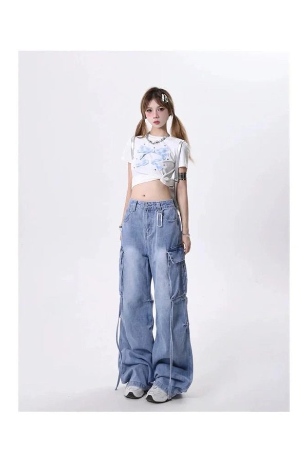 Extreme Wide-Leg Cargo Jeans - 2000s Fashion, Nostalgia 2000s Outfits