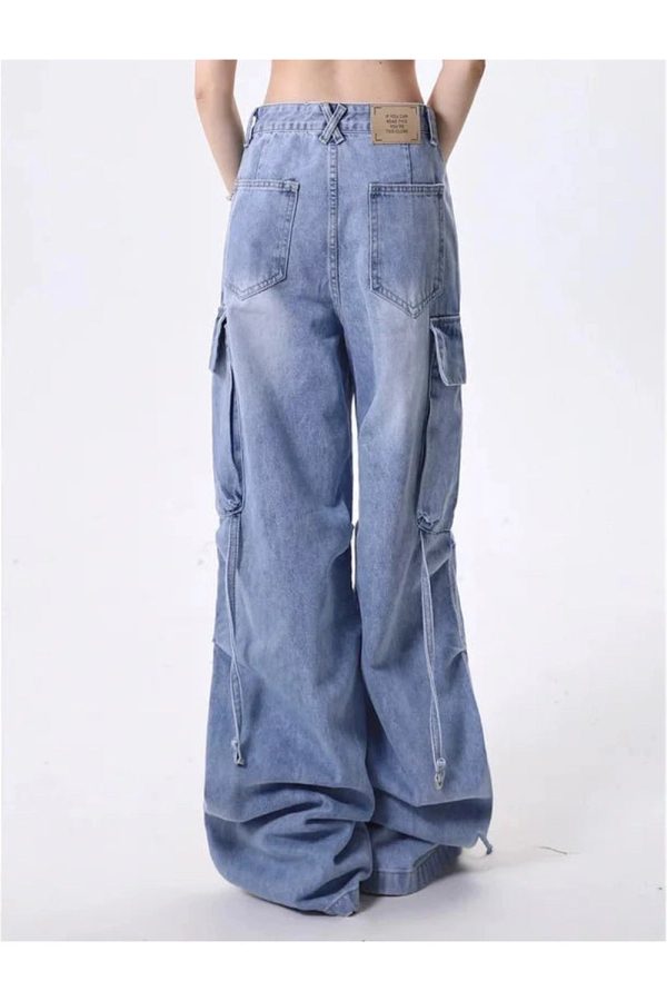 Extreme Wide-Leg Cargo Jeans - 2000s Fashion, Nostalgia 2000s Outfits