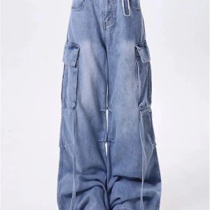 Extreme Wide-Leg Cargo Jeans - 2000s Fashion, Nostalgia 2000s Outfits