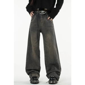 Faded Grunge Baggy Jeans - 2000s Fashion, Nostalgia 2000s Outfits, Y2K Style