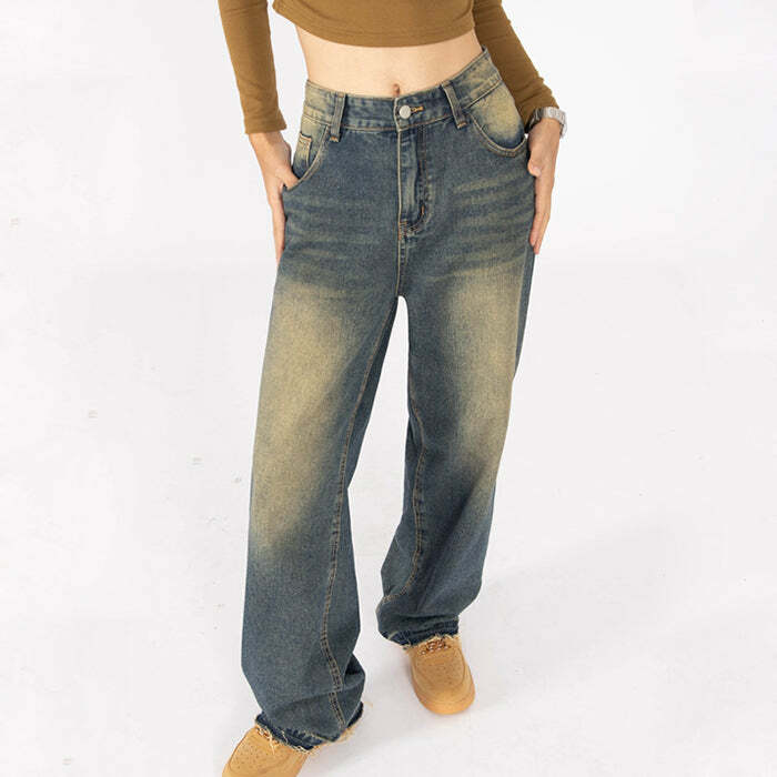 Fairy Grunge Baggy Jeans - 2000s Fashion, Y2K Aesthetic, Vintage Style