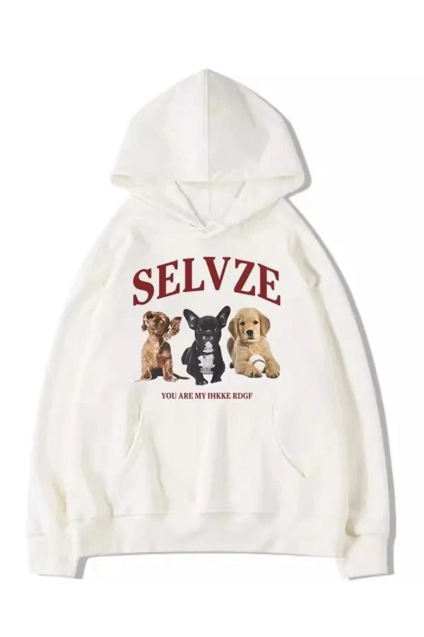 Fall Cute Puppy Graphic Hoodie - 2000s Fashion Nostalgia Outfit for Women