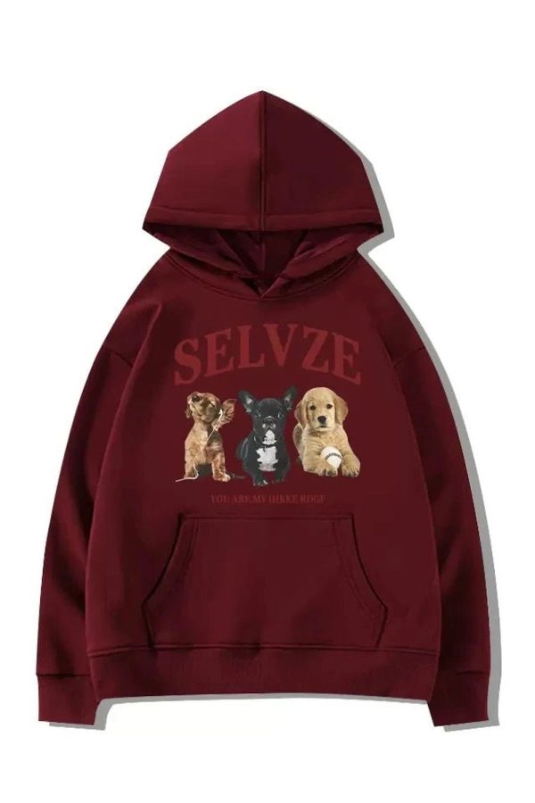 Fall Cute Puppy Graphic Hoodie - 2000s Fashion Nostalgia Outfit for Women