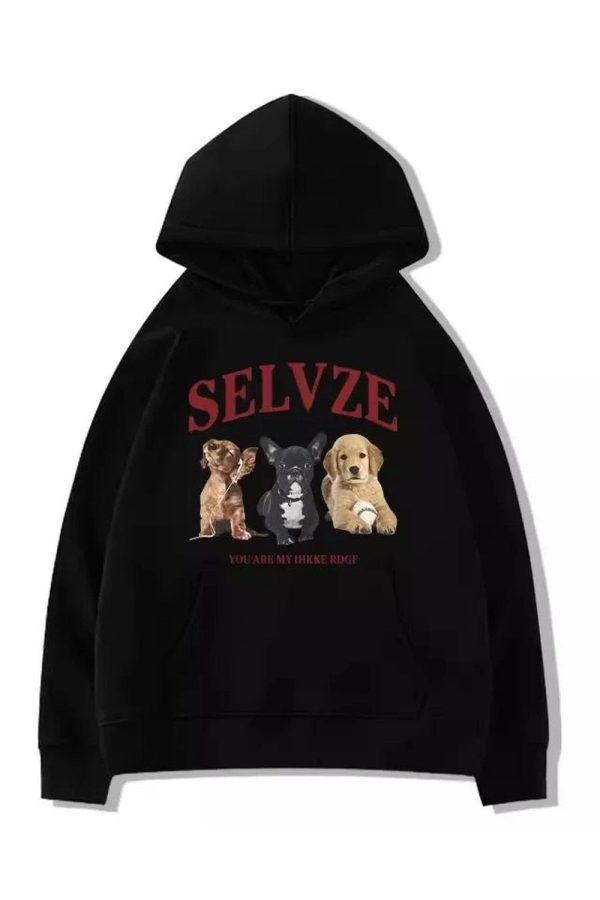 Fall Cute Puppy Graphic Hoodie - 2000s Fashion Nostalgia Outfit for Women