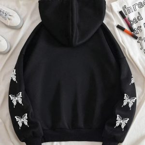 Fall Gothic Butterfly Zip-Up Hoodie - 2000s Fashion Inspired Outfit