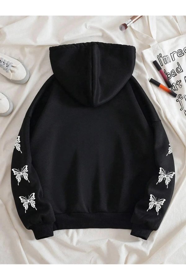 Fall Gothic Butterfly Zip-Up Hoodie - 2000s Fashion Inspired Outfit