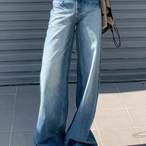 Fall Light Wash Wide-Leg Denim - 2000s Fashion Nostalgia Outfit