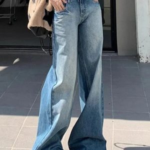 Fall Light Wash Wide-Leg Denim - 2000s Fashion Nostalgia Outfit