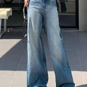 Fall Light Wash Wide-Leg Denim - 2000s Fashion Nostalgia Outfit