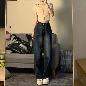 Fall Midnight Pocket Wide-Leg Jeans - 2000s Fashion Inspired Outfit