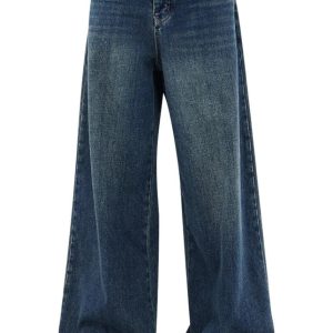 Fall Oversized Dark Wash Wide-Leg Jeans - 2000s Fashion Nostalgia Outfit