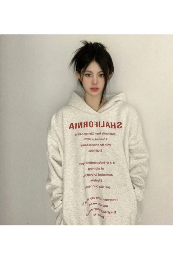 Fall Oversized Typography Statement Hoodie - 2000s Fashion Nostalgia Outfit